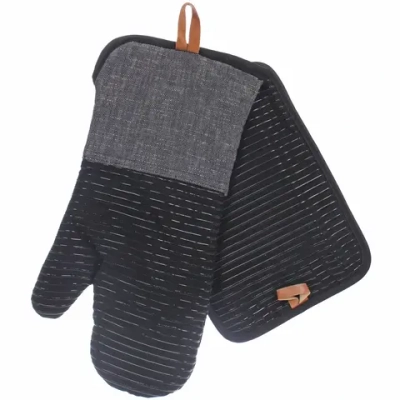 Прихватка в наборе с прихваткой-варежкой «PRIME», цвет черный, силикон, 25*17 см и 34*18 см