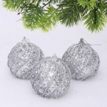 Новогодние шары «GLAME - Блестящий мир» 8 см (набор 3 шт), Серебро