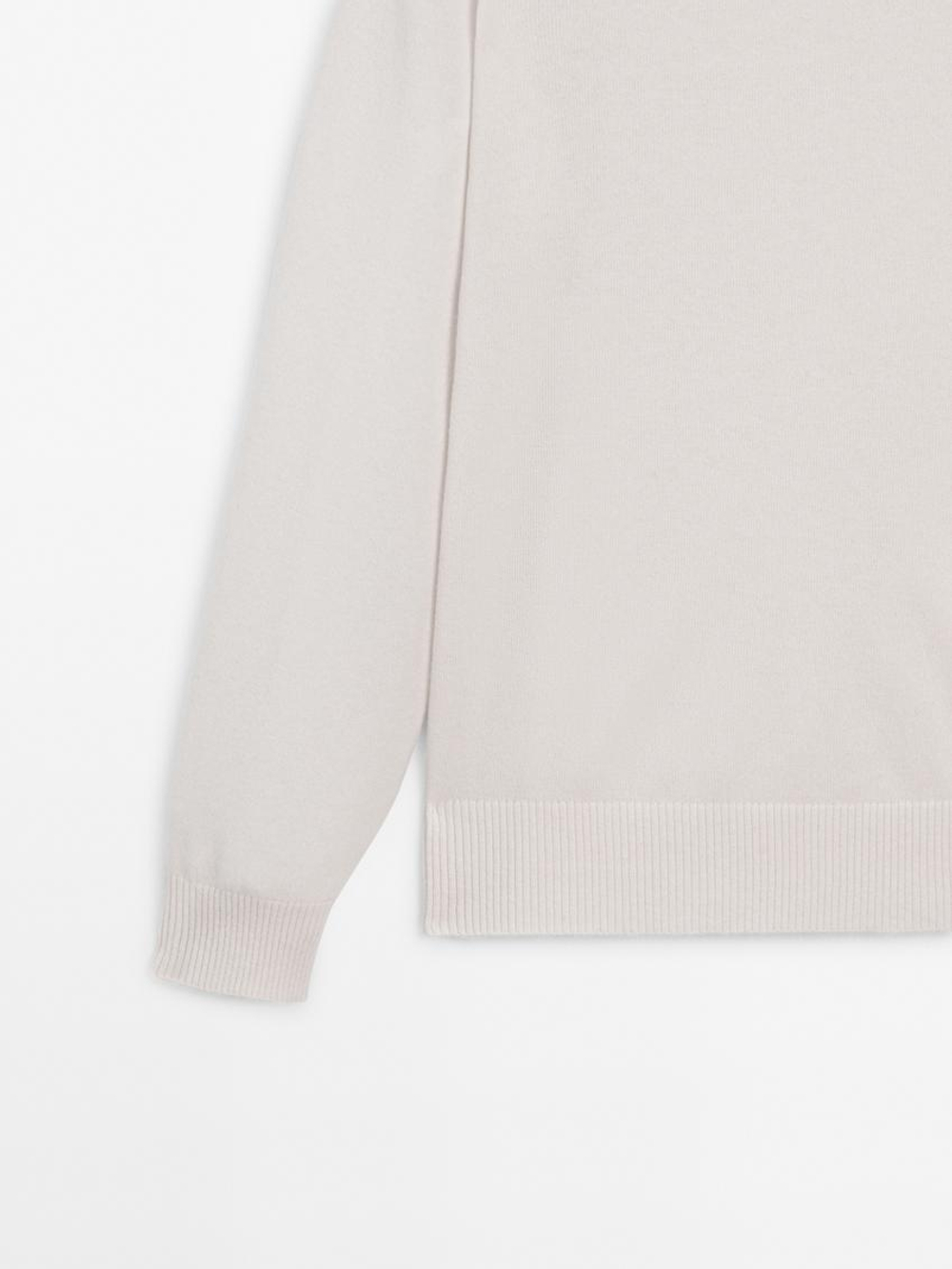 Massimo Dutti Джемпер из 100% кашемира с круглым вырезом, натуральный, кремовый