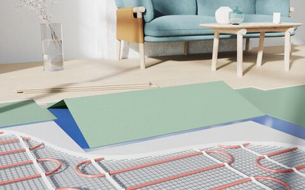 Подложка-гармошка перфорированная для теплых водяных полов под LVT, SPC, WPC/1050х500х1.5мм, зеленая