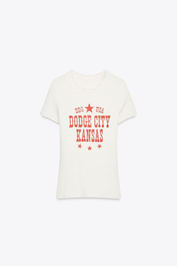 ZARA ФУТБОЛКА В РУБЧИК, ТЕМНО-БЕЖЕВЫЙ