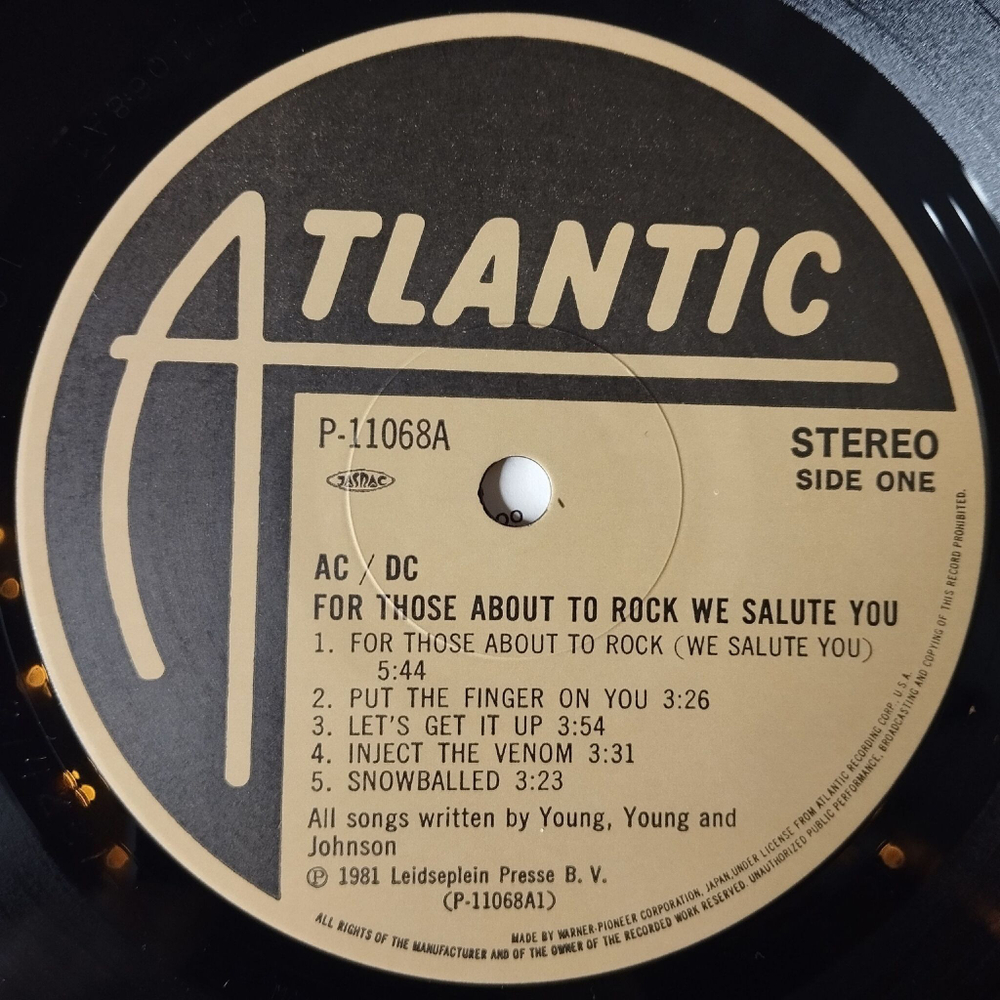 Винтажная виниловая пластинка LP AC DC For Those About To Rock (We Salute You) (Japan 1981) (No Obi) Snowballed