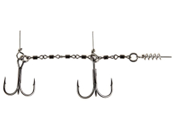 Оснастка стал. Lucky John STINGER POWER CHAIN 3,5+5,5cm, оснащ. тройниками №02/0+№1/0 1шт.