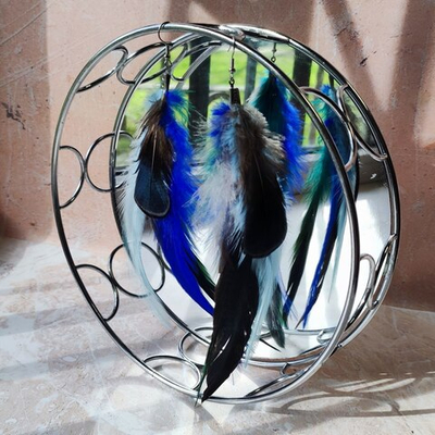 Серьги с перьями "Синева"