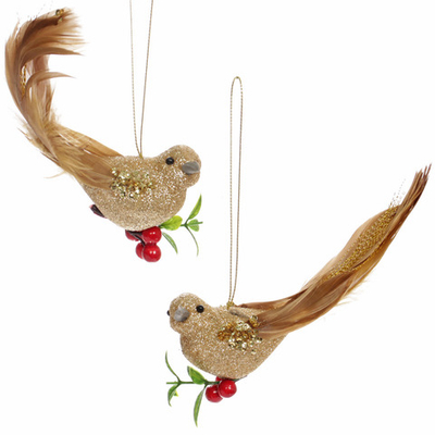 Украшение подвесное «Птица мечты» 18*4,5*4 см (набор 2шт.), Шампань