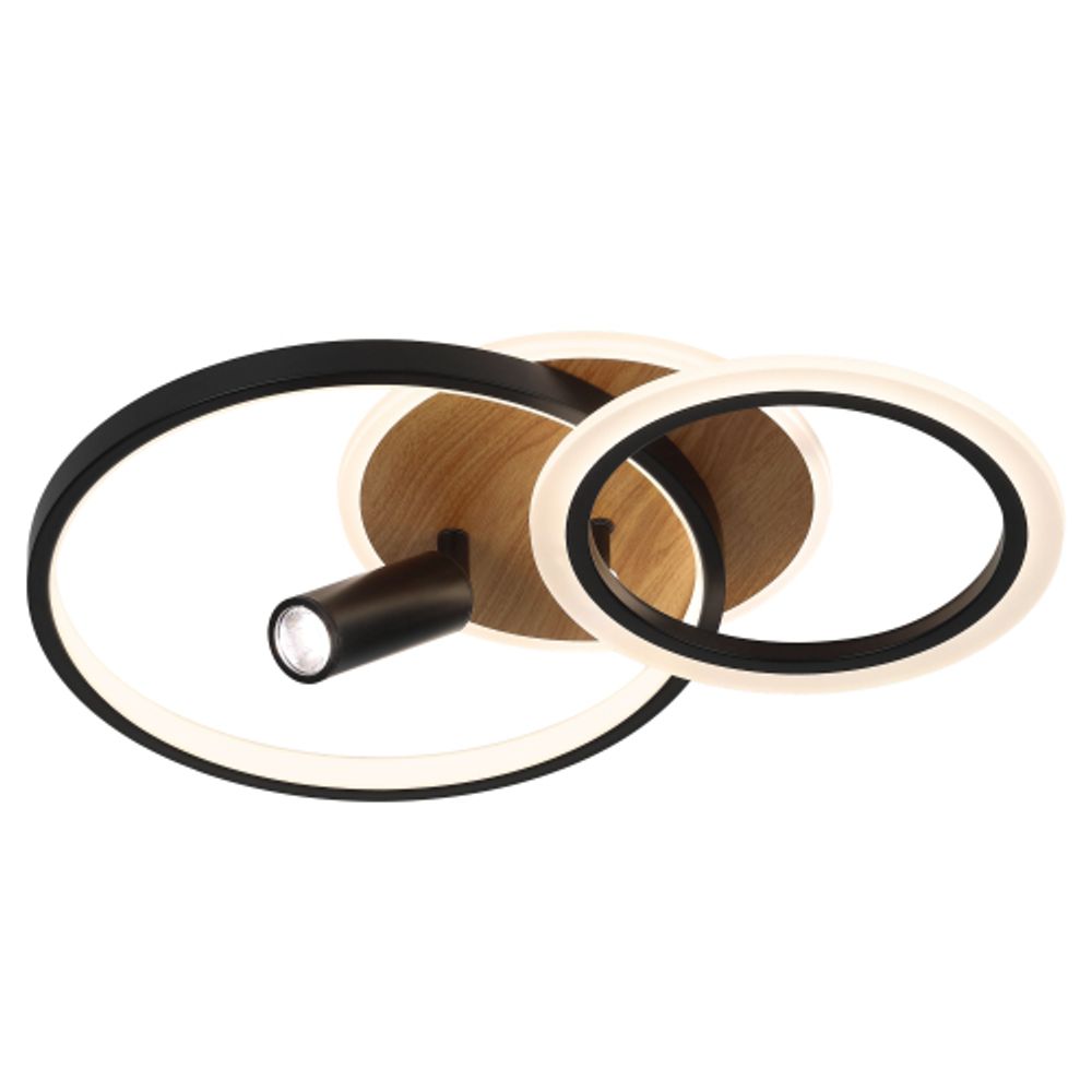 Светильник потолочный светодиодный ЭРА Модерн Rondo CLL-1 85W 3K-6,5K RC BK с ДУ черный-дерево