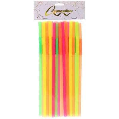 Трубочка для коктейля 8*260мм в наборе 25 шт цветная