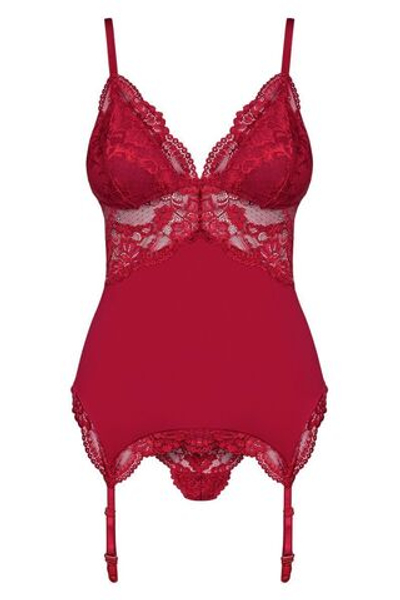Эластичный корсаж с кружевом (Размер: L-XL) (Цвет: малиновый)