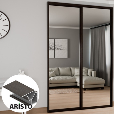 Дверь-купе ARISTO FLAT, зеркало, профиль венге темный