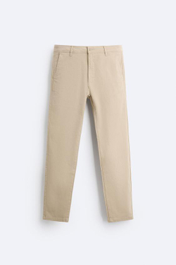 ZARA БРЮКИ ЧИНОС SKINNY FIT, БЕЖЕВЫЙ