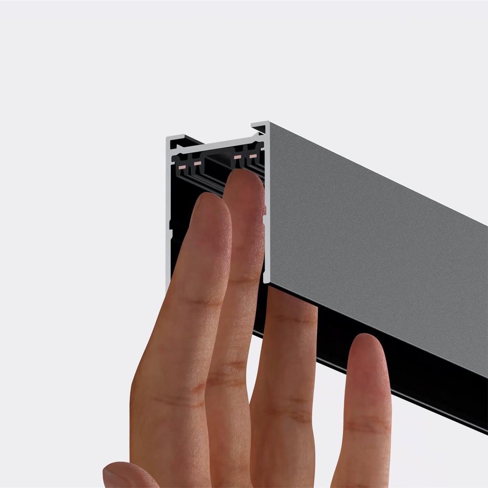 135299 PORT NT25 200 черный Шинопровод накладной/подвесной в комплекте заглушки 2шт, крышка и соединит. планка, 1м IP20 90-240V VECTOR