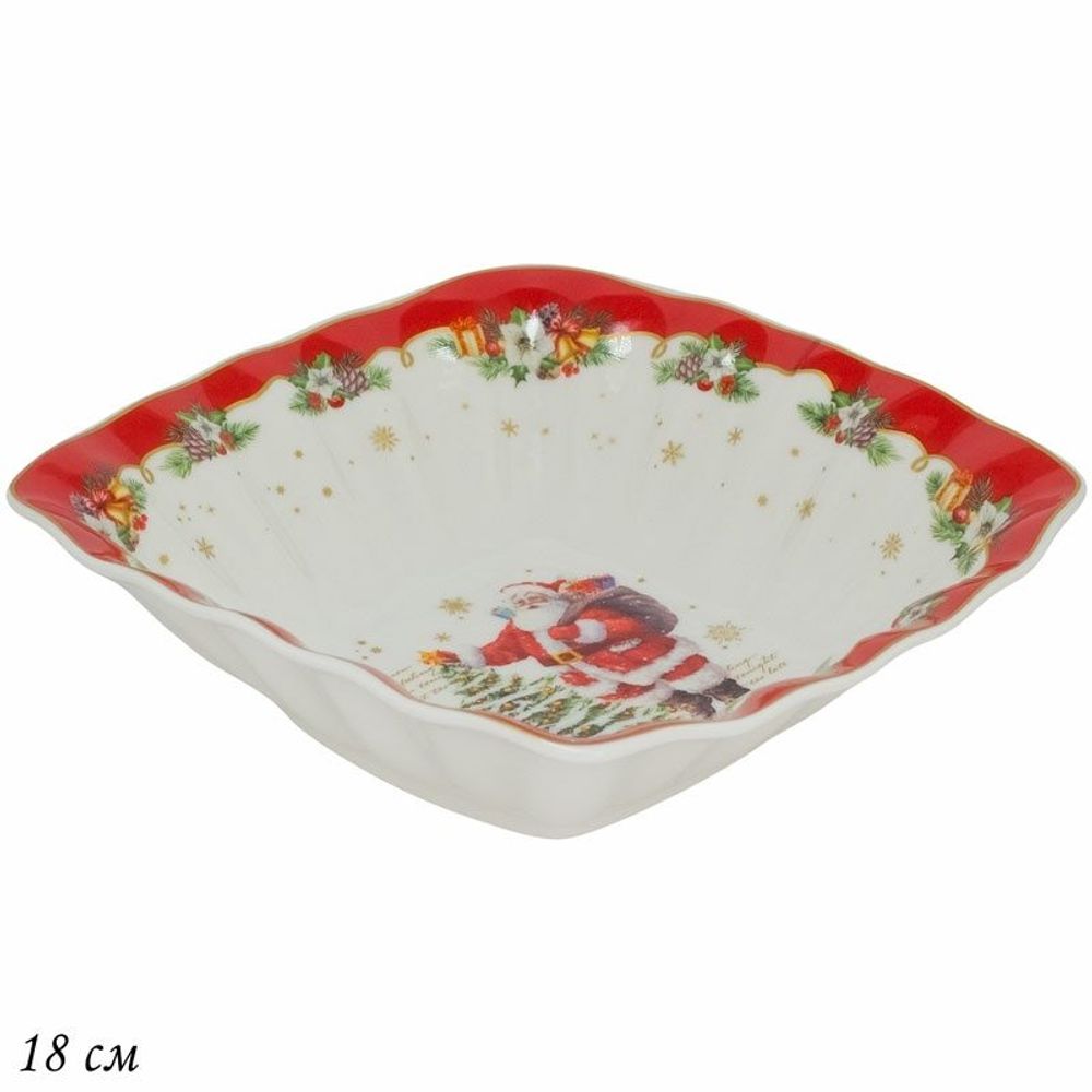 Lenardi 205-314 Квадратный салатник 15x15x4.5см НОВЫЙ ГОД в под.уп.(х36)Фарфор