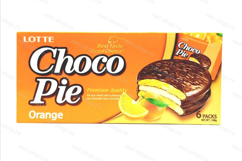 Пирожное LOTTE Choco Pie orange, Корея, 168 гр.