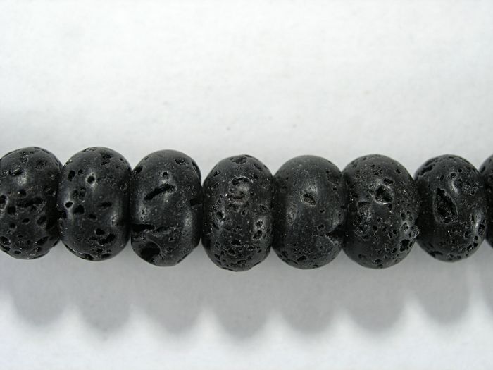 Бусина из лавового камня, фигурная, 6x10 мм (рондель, гладкая)