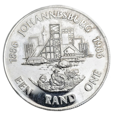 Монета ЮАР 1 ранд (рэнд) 1966 год "100 лет Йоханнесбургу"
