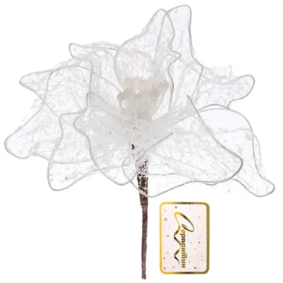 Украшение новогоднее «Пуансеттия - Лунная ночь» 26 см, Белый