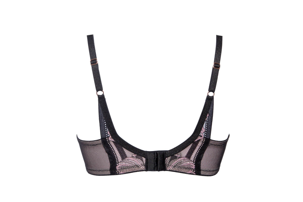 Бюстгальтер Glossy Iris с чашками на тонком поролоне и эффектом мерцания (Размер: 75D) (Цвет: черный с розовым)