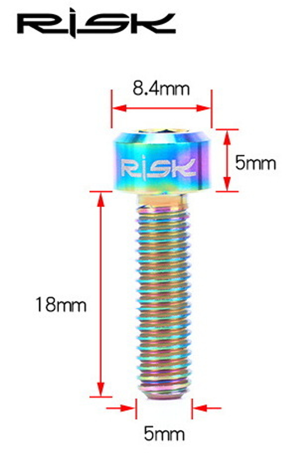 Болт Титановый Risk M5x18мм. (цвет Petrol)