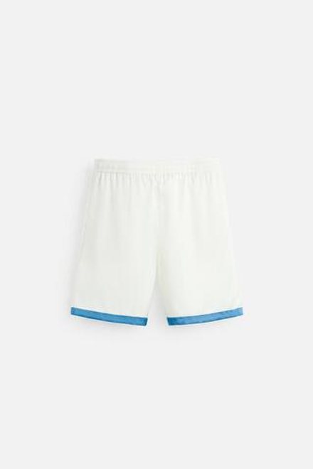 ZARA ШОРТЫ ИЗ САТИНА С ПРИНТОМ, СИНИЙ