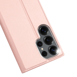 Чехол книжка из PU кожи розового цвета от Dux Ducis для Samsung Galaxy S25 Ultra, серия Skin Pro Series Case