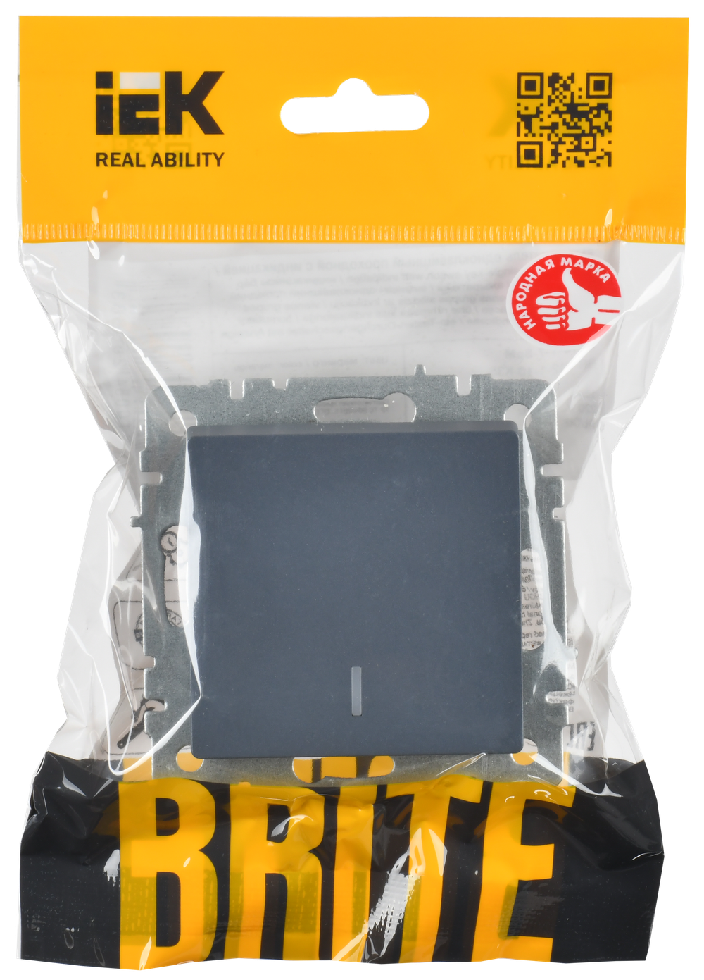 BRITE Выключатель 1-клавишный проходной с индикацией 10А ВС10-1-7-БрМ маренго IEK