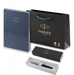 Подарочный набор: Ручка перьевая Parker Jotter Royal Blue CT, Mblue и Ежедневник недатированный, синий