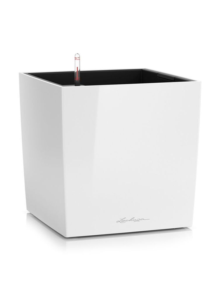 Кашпо Lechuza &quot;Cube Premium Complete white high gloss&quot; (пластик), 50х50xH50 см