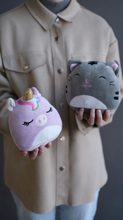 Игрушка Единорог фиолетовый и Котик серый