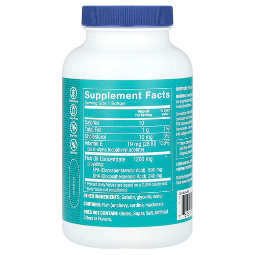 The Vitamin Shoppe, Рыбий жир с омега-3, 1200 мг, 180 мягких таблеток