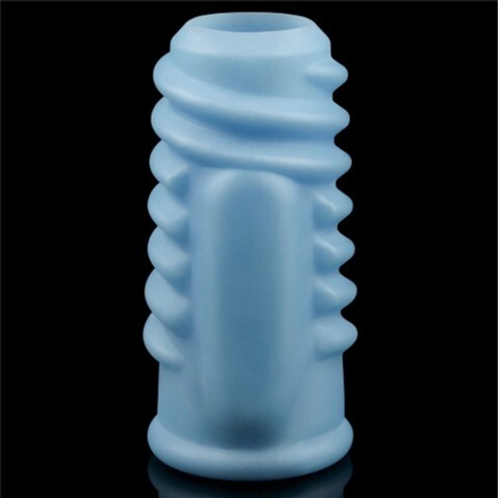 Насадка на пенис с вибрацией Spiral Knights Ring  (10*3,6) голубая