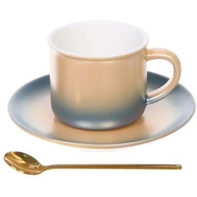 Чайная пара «Северное сияние» (кружка 230мл, блюдце, ложка) оранжевый