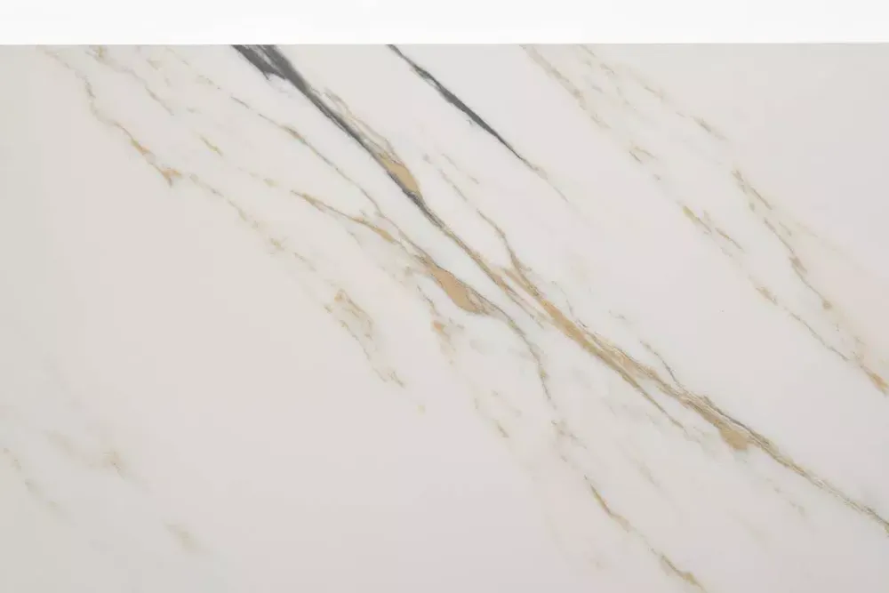 "Меркурий" стол интерьерный раздвижной обеденный из керамики, цвет белый глянцевый