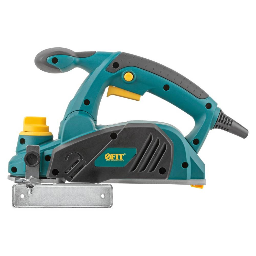 Рубанок 900 Вт; 16000 об/мин; 82 мм; 0-3,0 мм; паз 0-16 мм; 3 кг; прав. выброс; ал.опора; рез. накл.; коробка FIT 80498