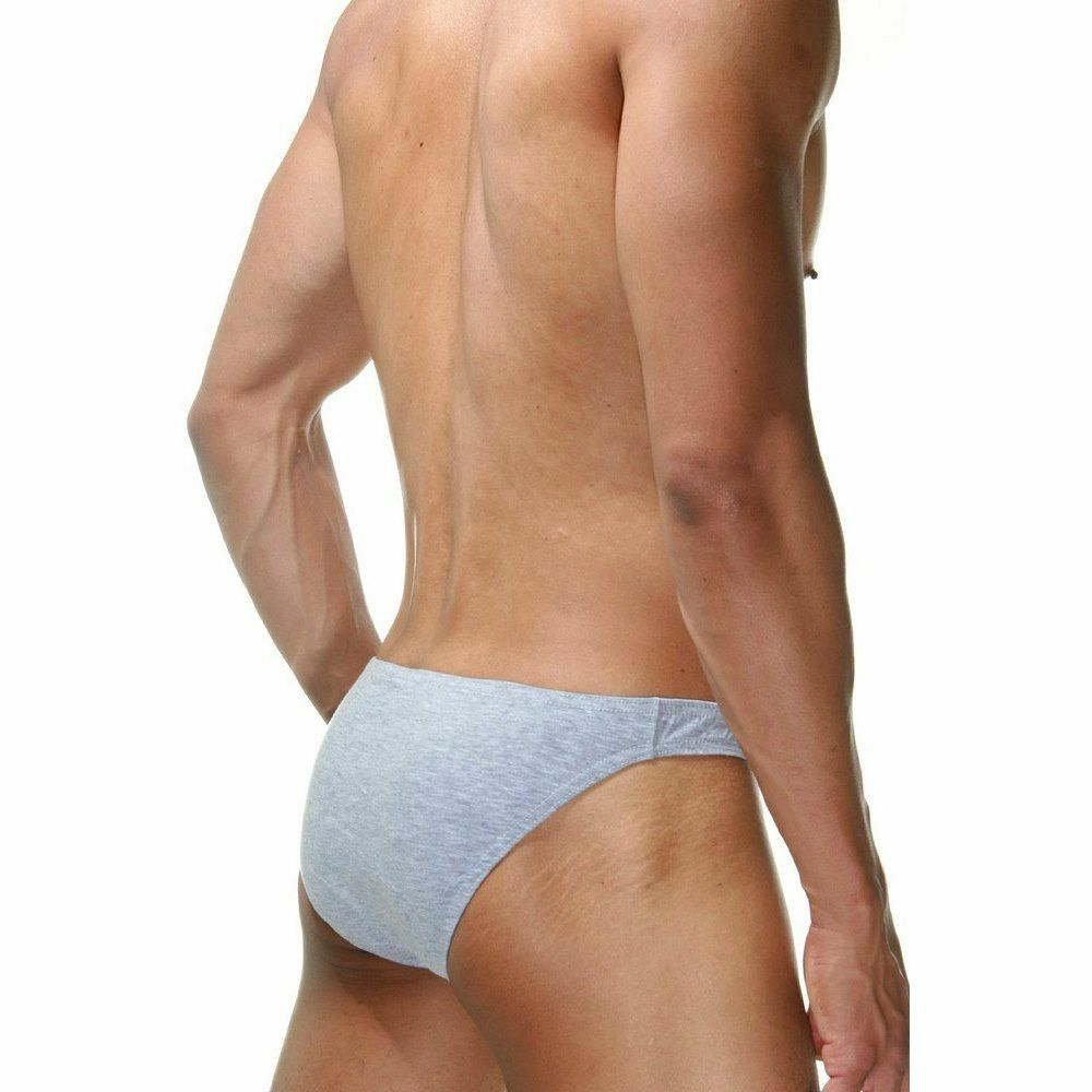 Серые меланжевые трусы-слипы с узким бочком (Размер: XL) (Цвет: серый)