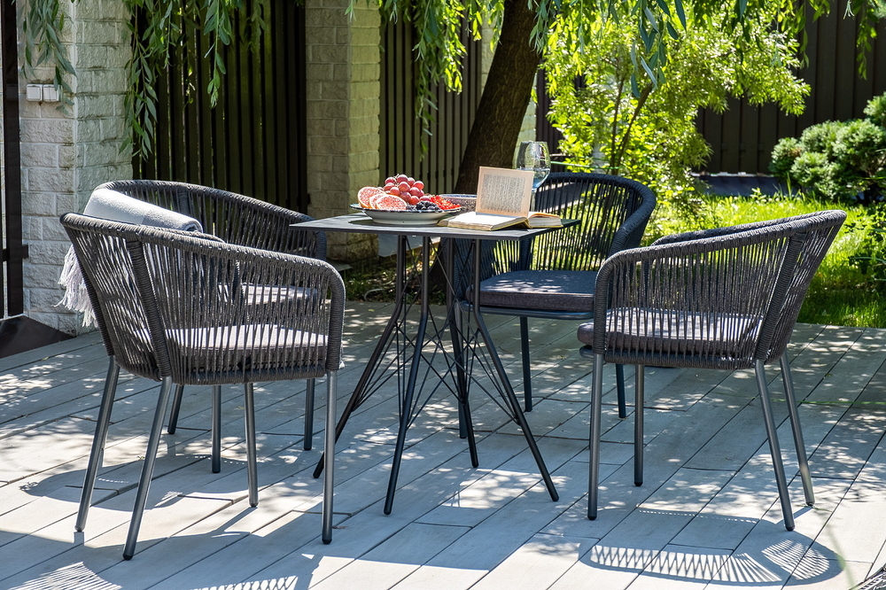 "Конте" интерьерный стол из HPL 63x63см, цвет "серый гранит"