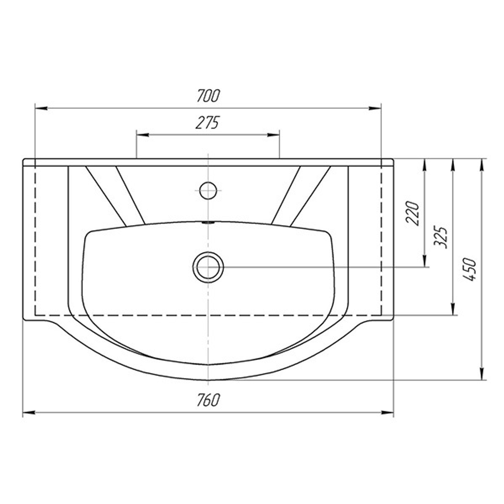 Раковина накладная "Элеганс-75" белая (Kirovit)