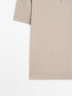 Massimo Dutti Поло из 100% хлопка с узором «косы», бежевый