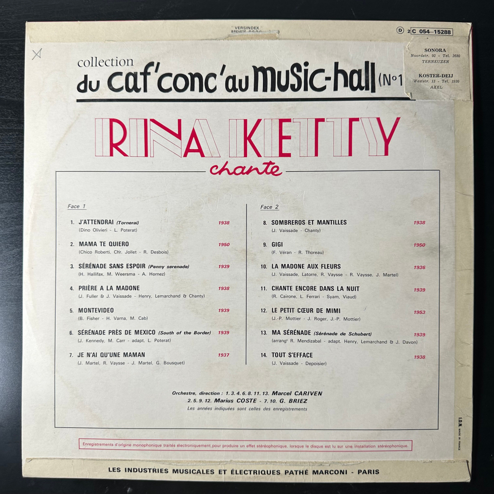 Rina Ketty ‎– Rina Ketty Chante (Франция)
