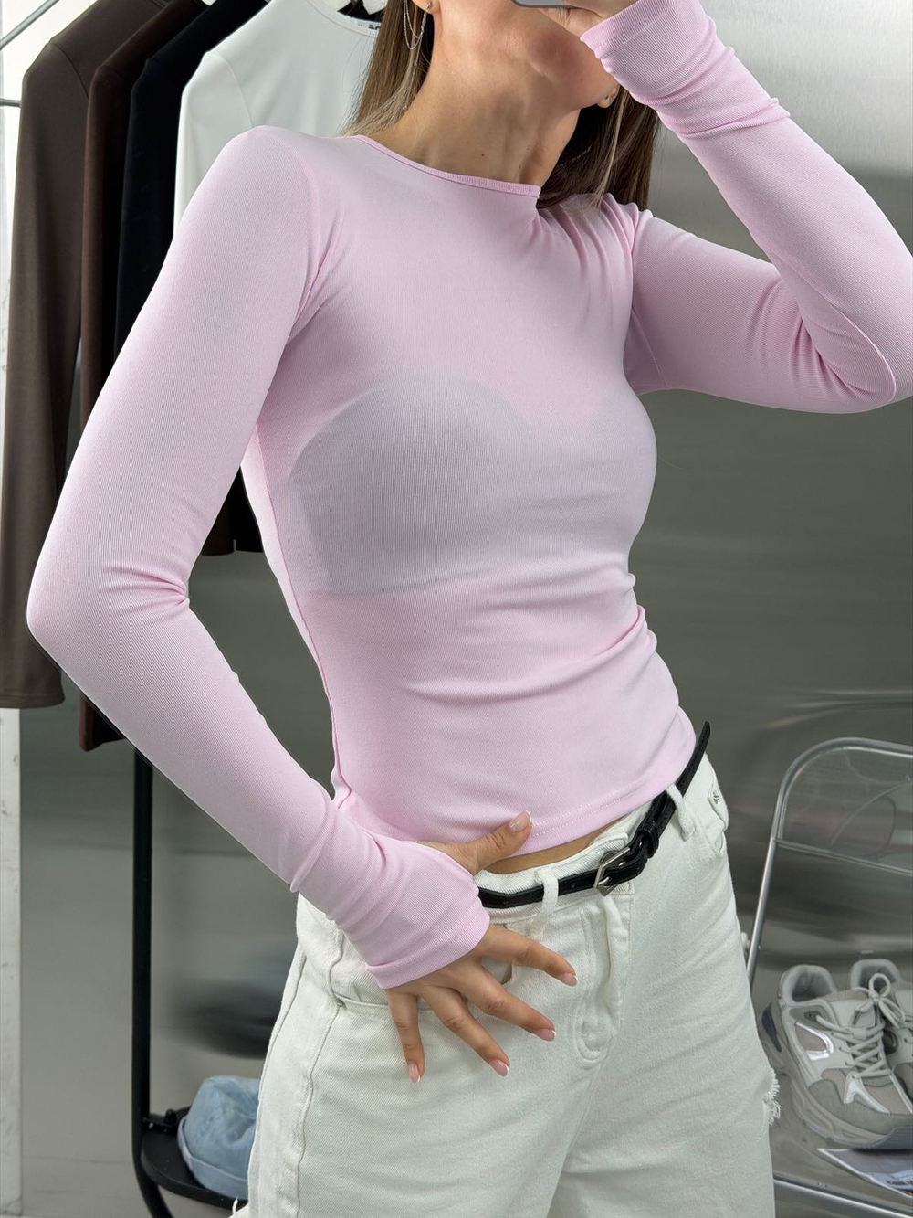 Лонгслив женский арт. 02 цвет "розовый"