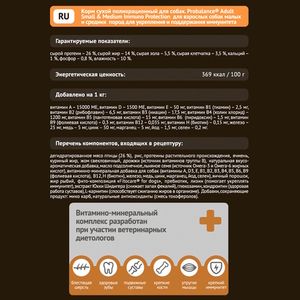 Уценка! Повр.упак./ Сухой корм ProBalance Immuno Adult Small&Medium для взрослых собак малых и средних пород