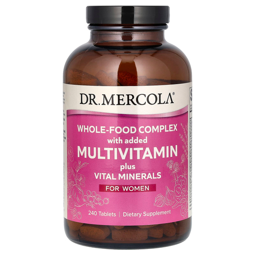Dr. Mercola, комплекс из цельных продуктов с мультивитаминами и необходимыми минералами, для женщин, 240 таблеток