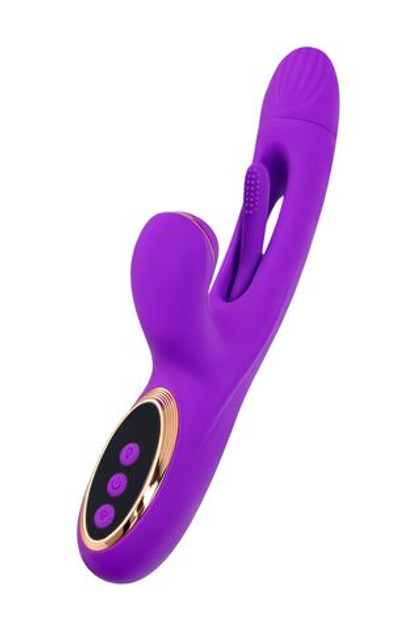 Фиолетовый вибратор с вакуумной стимуляцией и язычком Pitti - 24 см.