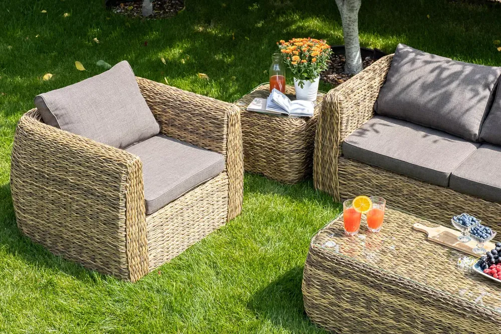 "Кальяри" лаунж-зона из искусственного ротанга (гиацинт), цвет соломенный