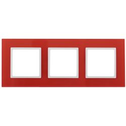 14-5103-23 ЭРА Рамка на 3 поста, стекло, Эра Elegance, красный+бел