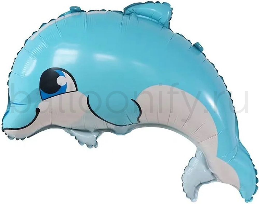 Шар (25''/64 см) Фигура, Маленький дельфин, Голубой, 1 шт.