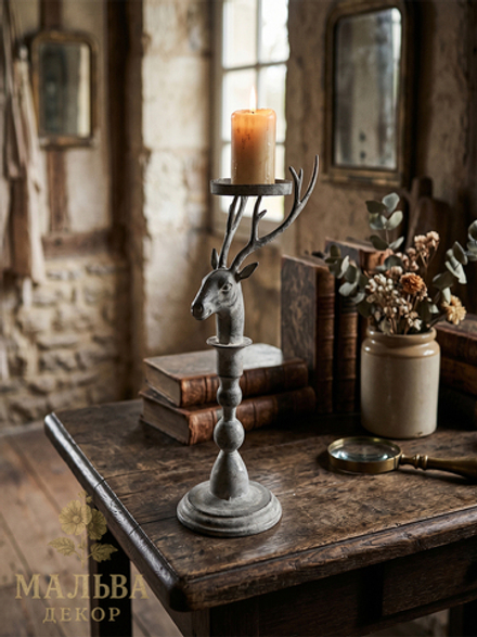 Подсвечник декоративный "Антик грин" металл-стекло под старину от CAMPO Home & Garden 16.5x29 см
