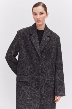 Пальто удлиненное женское черно-белое
