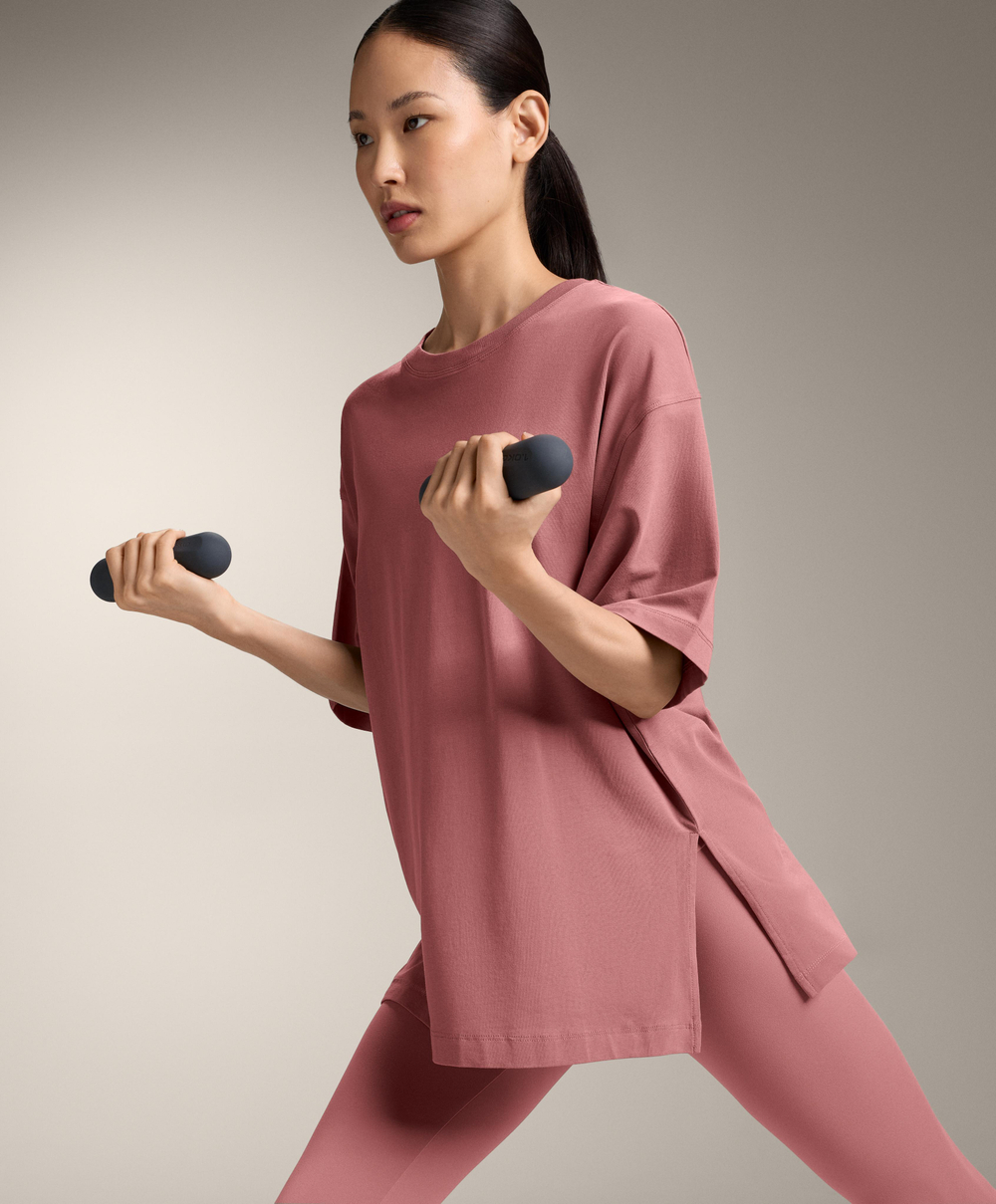 Oysho Футболка из смесового хлопка, розовый