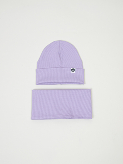Комплект трикотажный шапка и снуд "Лавандовый"