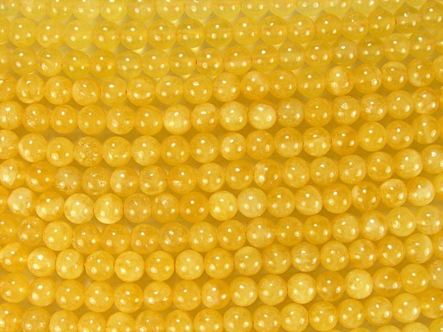 Нити бусин из кальцита желтого, шар гладкий 6мм (оптом)